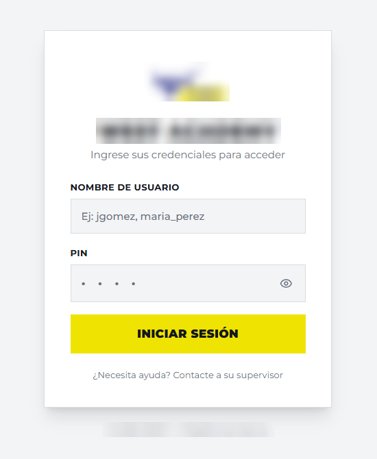 Acceso del personal con usuario y PIN